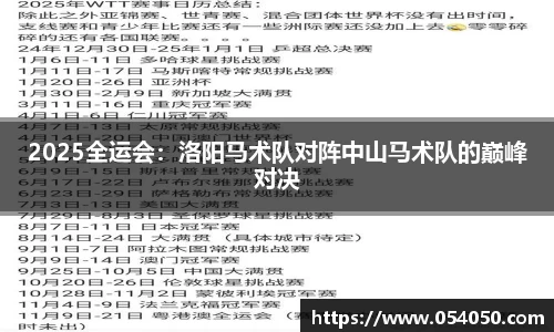 2025全运会：洛阳马术队对阵中山马术队的巅峰对决